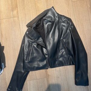 Elegant Black Leather Jacket for Women